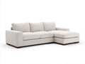 Canapé d'angle - tissu-bois - 286 x 179 x 87 cm - écru-marron - style épuré