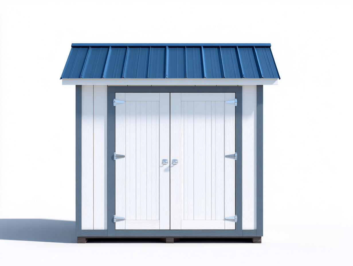 Abri de jardin - Bois composite - 225 x 145 x 215 cm - Blanc-Bleu-Gris anthracite - Style contemporain