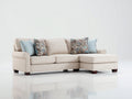 Canapé d'angle - tissu-bois - 278 x 183 x 87 cm - beige crème-marron acajou - style transitionnel