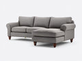 Canapé d'angle - tissu-bois - 285 x 186 x 91 cm - gris taupe-marron - style classique