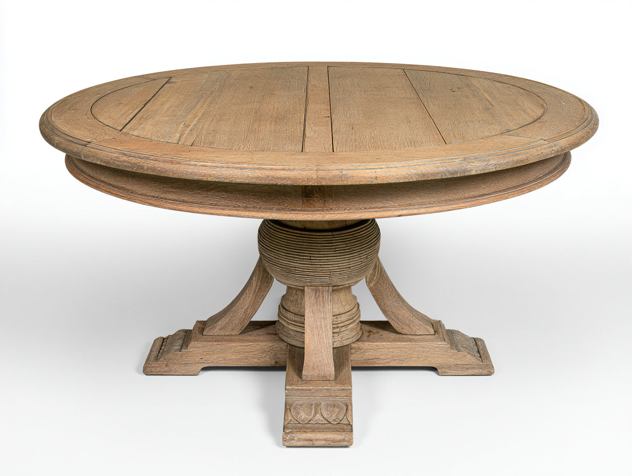 Table de jardin - Bois - 135 x 135 x 77 cm - Chêne vieilli - Style classique