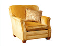Fauteuil - velours-bois - 89 x 86 x 96 cm - jaune ocre-marron - style classique