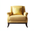 Fauteuil - tissu-bois - 86 x 84 x 97 cm - jaune moutarde-marron foncé - style moderne classique