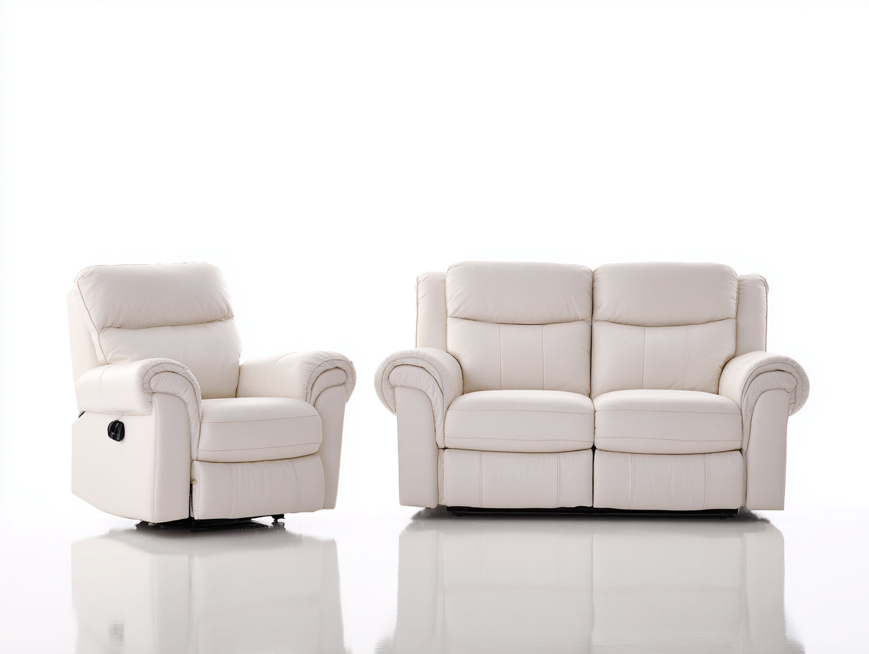 Ensemble de canapés-Cuir synthétique-180x95x98 cm-Blanc-Style moderne