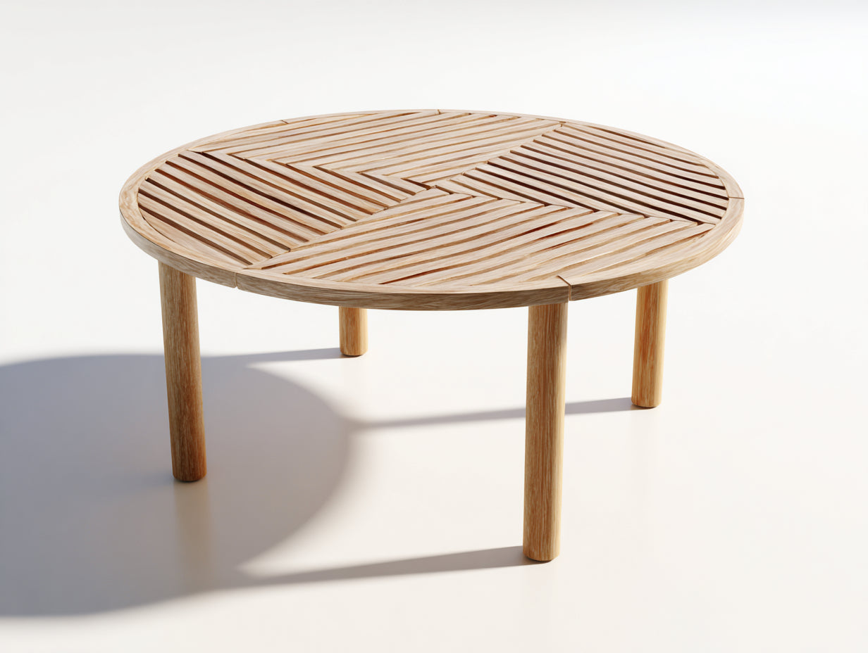 Table de jardin - Bois - 115 x 115 x 48 cm - Bois clair - Style contemporain ajouré