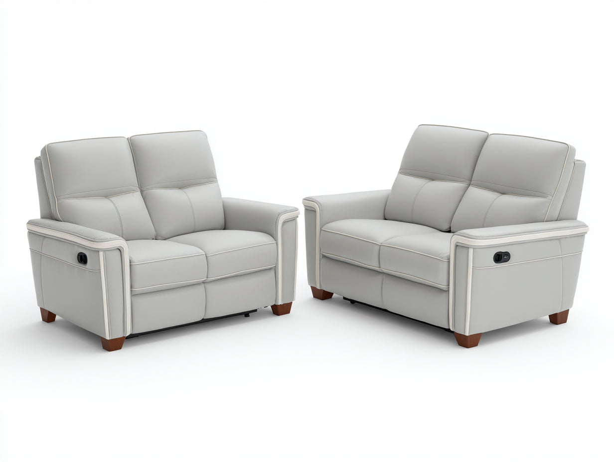 Ensemble de canapés-Cuir synthétique-198x96x97 cm-Gris clair-Style moderne