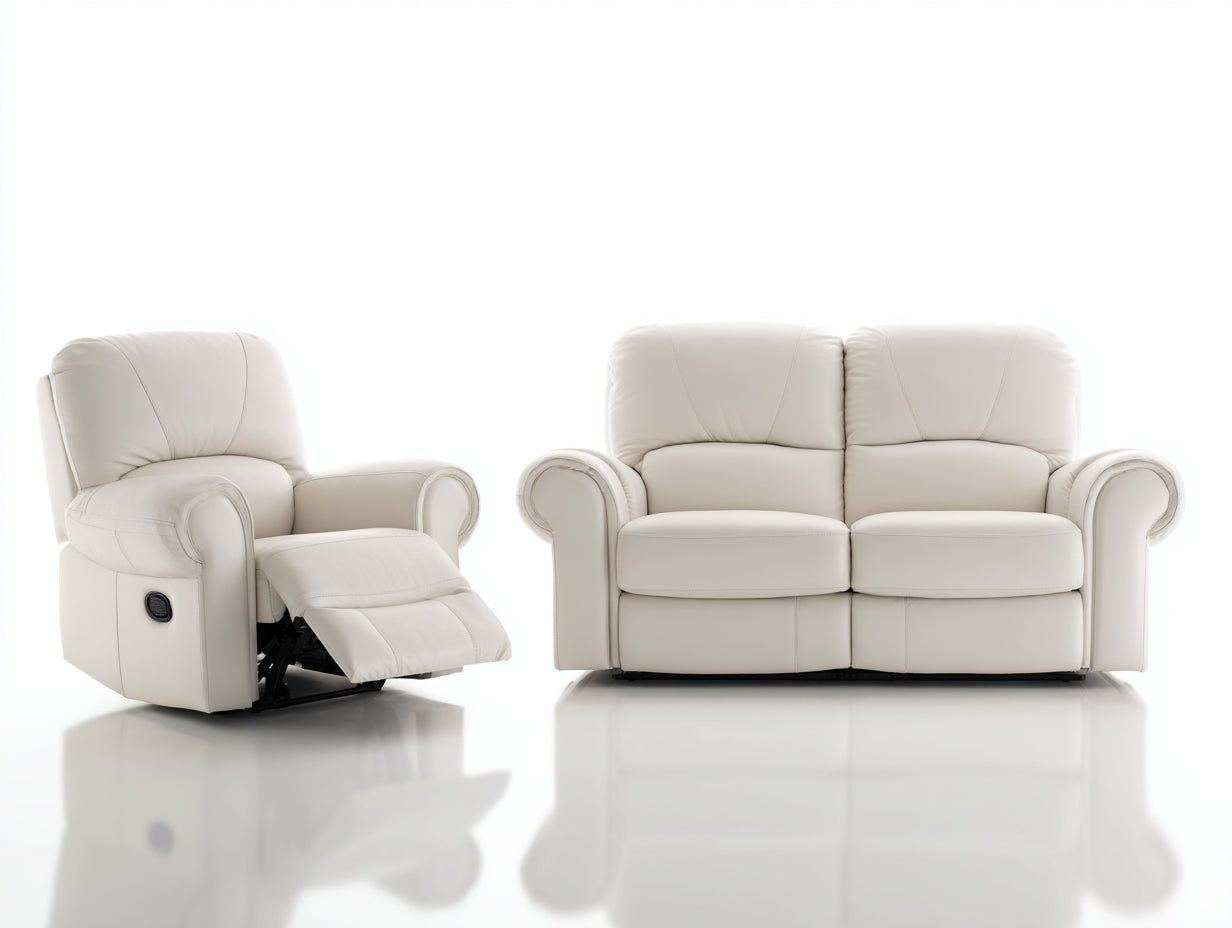 Ensemble de canapés-Cuir synthétique-175x92x98 cm-Blanc-Style classique