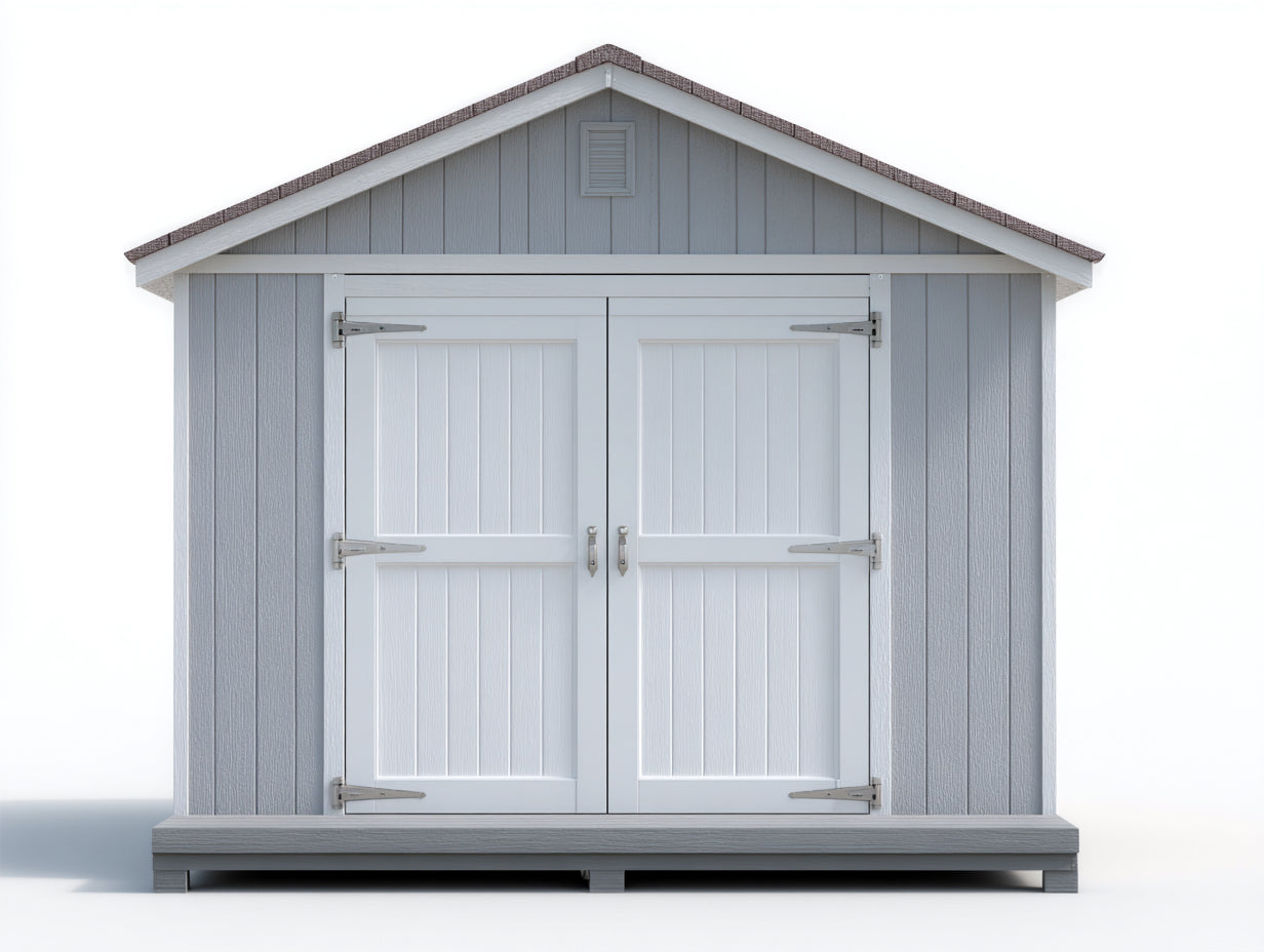 Abri de jardin - Bois composite - 245 x 200 x 235 cm - Gris clair-Blanc-Brun - Style classique