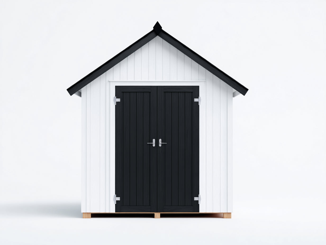 Abri de jardin - Bois composite - 215 x 165 x 240 cm - Blanc-Noir - Style classique