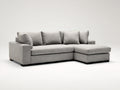 Canapé d'angle - tissu-bois - 278 x 181 x 86 cm - gris clair-marron foncé - style moderne