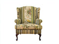 Fauteuil - tissu-bois - 92 x 88 x 112 cm - beige-vert olive-jaune-noir-marron - style classique