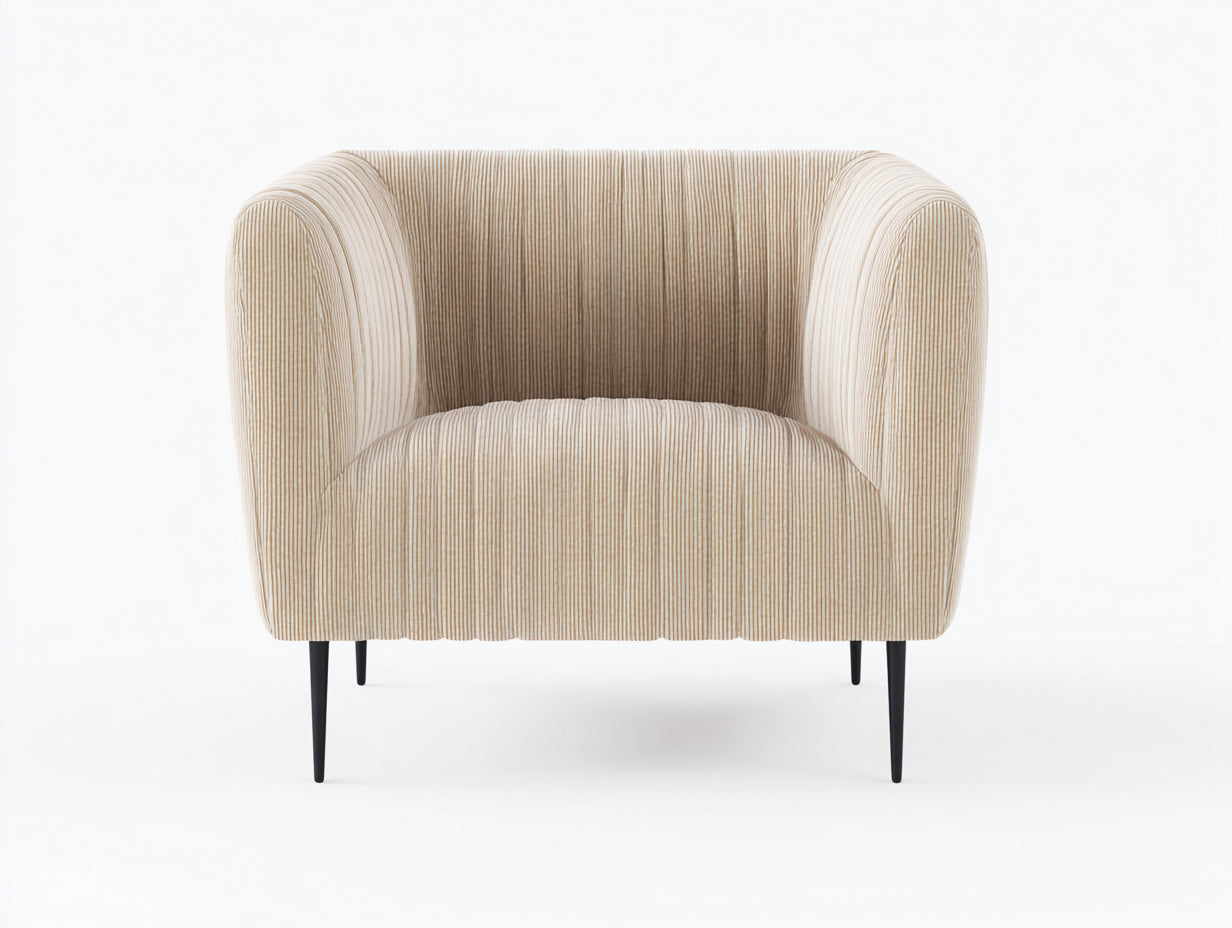 Fauteuil - velours côtelé-métal - 84 x 79 x 81 cm - beige sable-noir - style contemporain