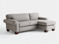 Canapé d'angle - tissu-bois - 259 x 177 x 88 cm - gris clair-marron foncé - style organique