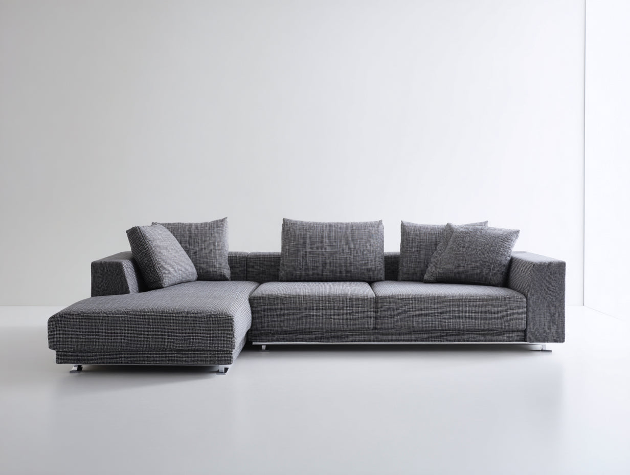 Canapé d'angle - tissu-métal - 302 x 182 x 82 cm - gris anthracite-argent - style contemporain