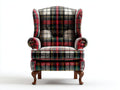 Fauteuil - tissu-bois - 90 x 86 x 109 cm - noir-rouge-blanc-vert-marron - style classique